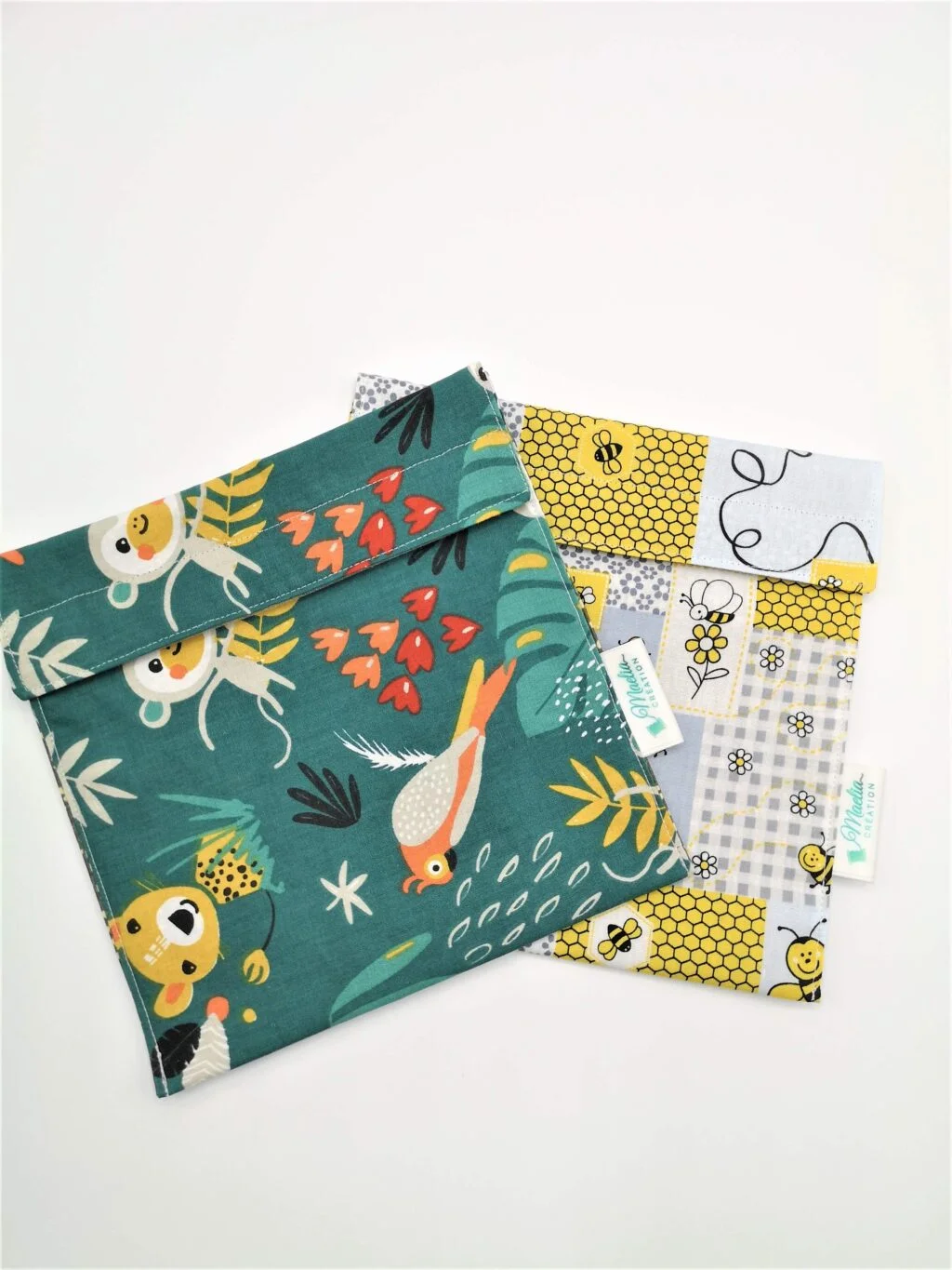 Panière + 5 lingettes lavables bébé enfant coton oeko-tex papaya, animaux  jungle