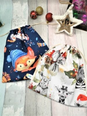 Pochon cadeau de Noël réutilisable en tissu, zéro déchet