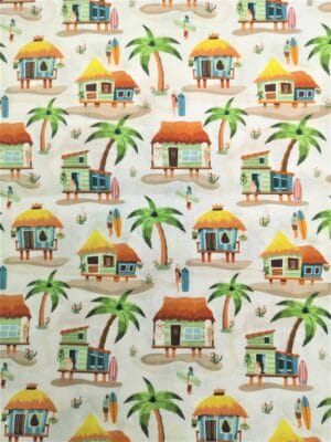 Tissu - Coton - Cocotiers huttes