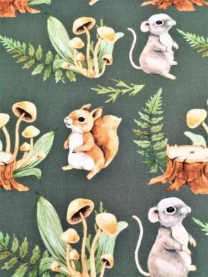Tissu - Coton - Ecureuils et souris
