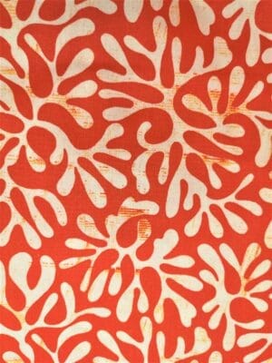Tissu - Coton enduit - Algues sur fond orange