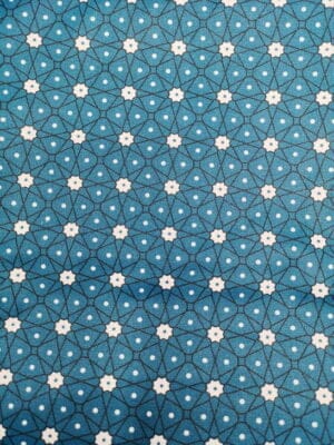 Tissu - Coton enduit - Etoiles et pois sur fond bleu
