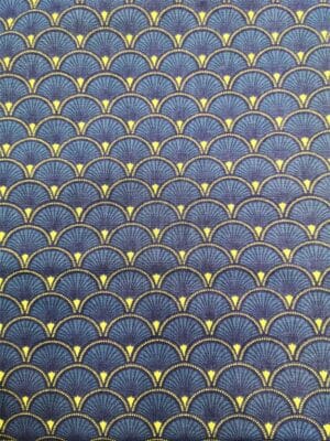 Tissu - Coton - Eventails bleu canard