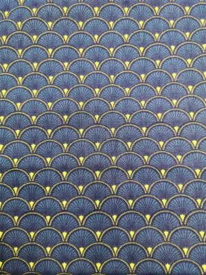 Tissu - Coton - Eventails bleu canard