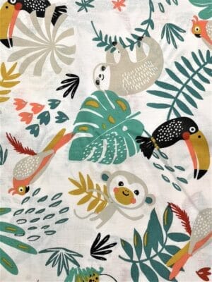 Tissu - Coton - Jungle blanc