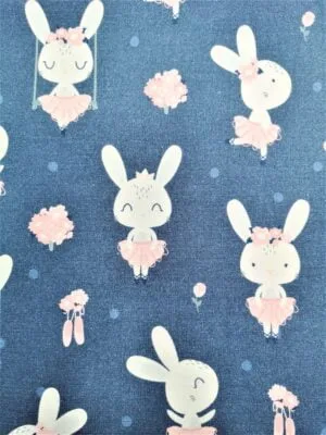 Tissu - Coton - Lapins ballerines