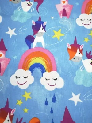 Tissu - Coton - Licorne Arc-en-ciel