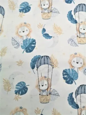 Tissu - Coton - Lions montgolfières