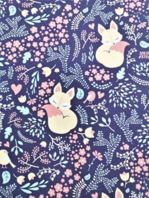 Tissu - Coton - Renards rose et bleu