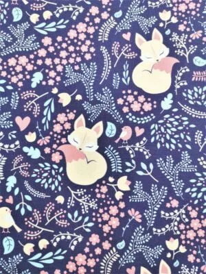 Tissu - Coton - Renards rose et bleu