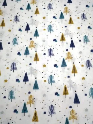Tissu - Coton - Sapins et étoiles