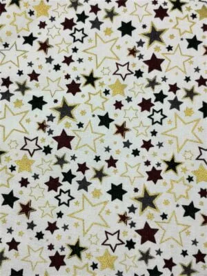 Tissu - Noël - Etoiles scintillantes