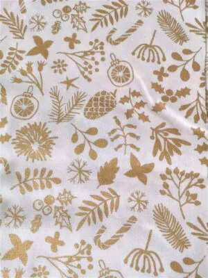 Tissu - Noël - Motifs dorés de Noël