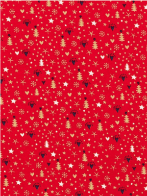 Tissu - Noël - Petits sapins et étoiles