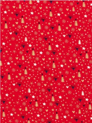Tissu - Noël - Petits sapins et étoiles