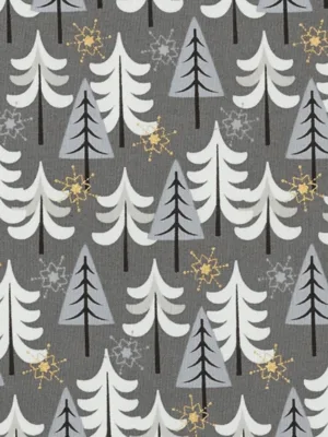 Tissu - Noël - Sapins gris