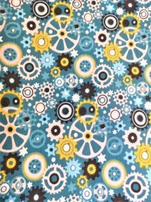 Tissu - PUL- Engrenages canard et jaune