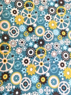 Tissu - PUL- Engrenages canard et jaune