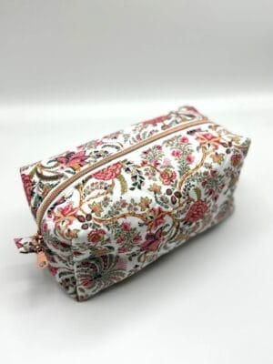 Trousse de toilette “Fleurs indiennes” — réalisation faite main
