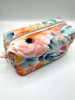 Trousse de toilette “Fleurs aquarelle” — réalisation faite main